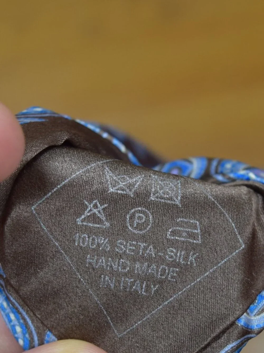 $840 BRIONI Brown Aqua Blue Geometric Medallion Handmade Italy Silk Neck Tie XL